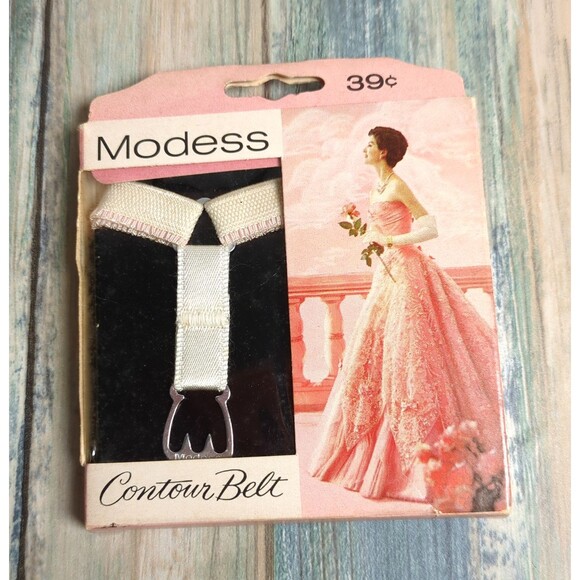 Vintage Modess Contour Belt Sanitary Napkin Holder 50s 60s Pink White Delicate main image 5